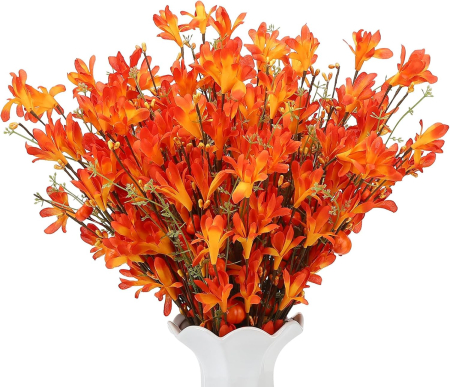 Plante artificiale - Flori artificiale de toamna, 24 de flori ruginii pentru decorare casa si gradina