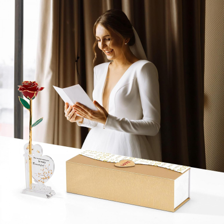Cadou romantic pentru femei-trandafir ceramic placat aur [3]