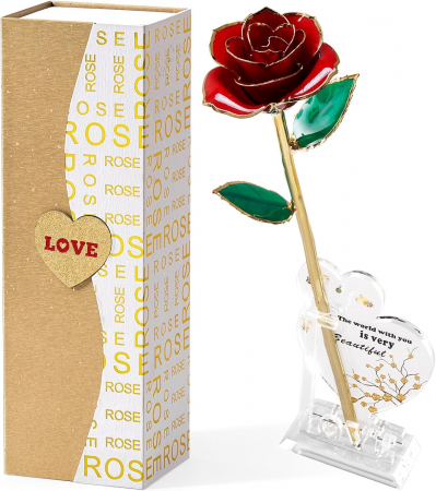 cadouri - Cadou romantic pentru femei-trandafir ceramic placat aur