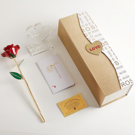 Cadou romantic pentru femei-trandafir ceramic placat aur [7]