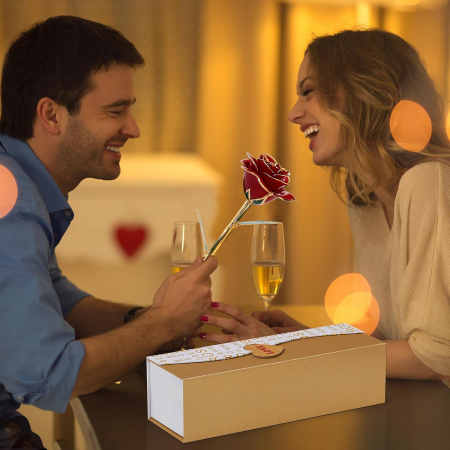 Cadou romantic pentru femei-trandafir ceramic placat aur [5]