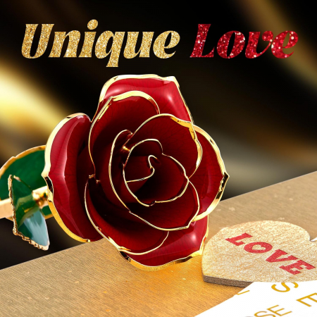 Cadou romantic pentru femei-trandafir ceramic placat aur [1]