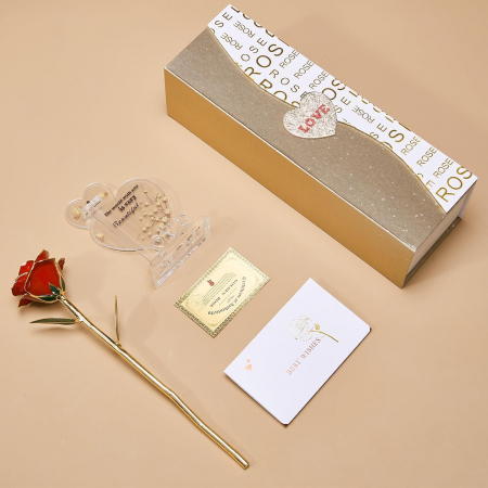 Cadou romantic pentru femei-trandafir ceramic placat aur [6]
