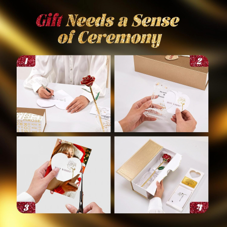 Cadou romantic pentru femei-trandafir ceramic placat aur [2]