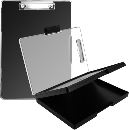 caiete si blocuri desen - Clipboard A4 negru cu compartiment de depozitare foi