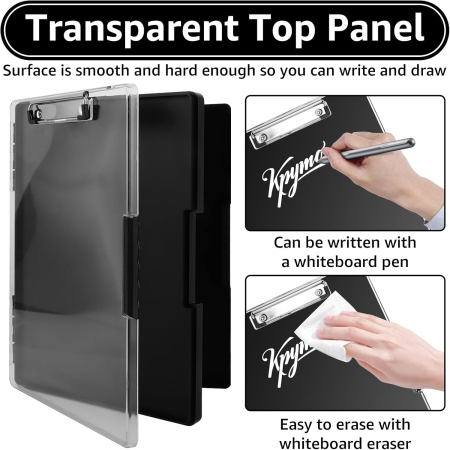 Clipboard A4 negru cu compartiment de depozitare foi [3]