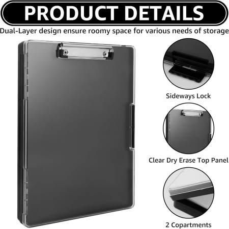 Clipboard A4 negru cu compartiment de depozitare foi [2]