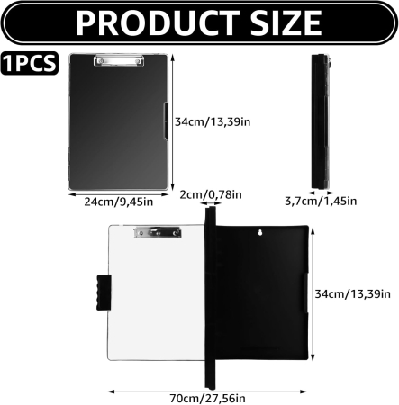 Clipboard A4 negru cu compartiment de depozitare foi [1]