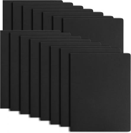 BIROTICA - Caiete A4 neliniate, 30 foi, 60 pagini, coperte negre, pentru schite, cursuri, pachet 12 bucati