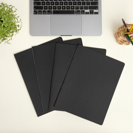 Caiete A4 neliniate, 30 foi, 60 pagini, coperte negre, pentru schite, cursuri, pachet 12 bucati [1]
