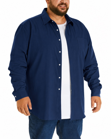 Cămașă Bărbați Big Size, 100% Bumbac, Buzunar la Piept, Croi Lejer, 2XL [1]