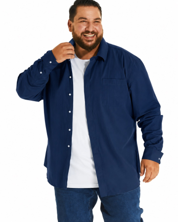 Cămașă Bărbați Big Size, 100% Bumbac, Buzunar la Piept, Croi Lejer, 2XL [2]
