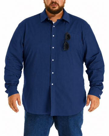 Camasi barbati - Cămașă Bărbați Big Size, 100% Bumbac, Buzunar la Piept, Croi Lejer, 2XL