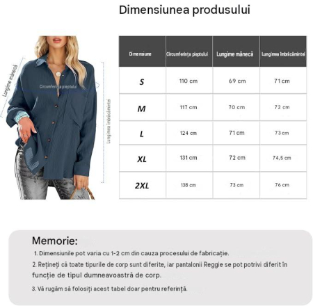 Cămașă albastra Damă cu Mâneci Lungi și Nasturi, Croi Lejer, Casual Elegant, L [1]