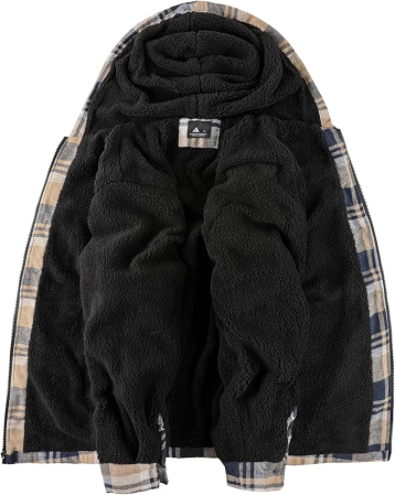 Geacă Bărbați SwissWell din Flanel în Carouri, Căptușeală Pluș, Fermoar, 4 Buzunare, XL [3]