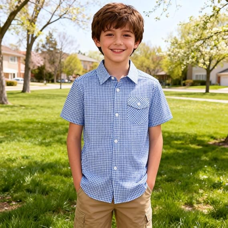 Cămașă albastra cu mânecă scurta pentru baieti 13-14 ani [1]