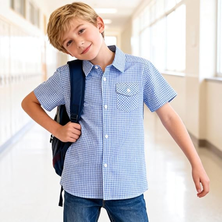 Cămașă albastra cu mânecă scurta pentru baieti 13-14 ani [2]