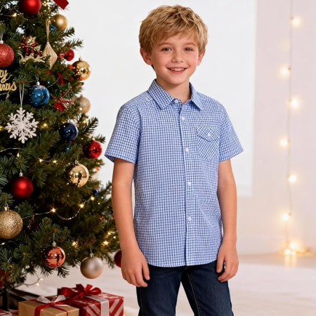 Cămașă albastra cu mânecă scurta pentru baieti 13-14 ani [3]