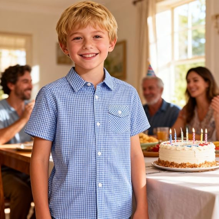 Cămașă albastra cu mânecă scurta pentru baieti 13-14 ani [4]