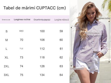 Cămașă alba cu dungi de vara pentru femei, subtire, lejera, L [5]