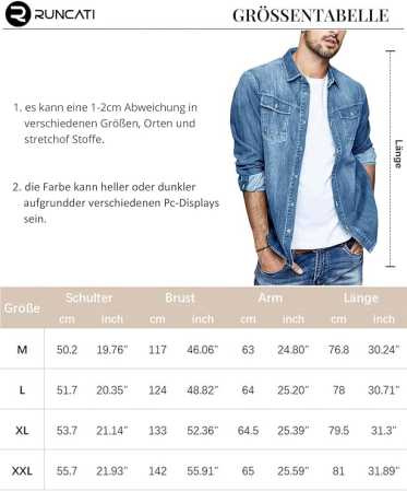 Camasa Albastru deschis din denim, larga, cu maneca lunga pentru barbati M [1]