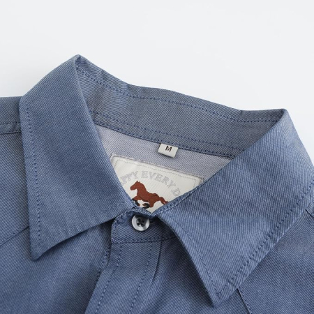 Camasa Albastru inchis din denim, lejera, cu maneca scurta pentru barbati L [2]