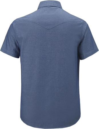 Camasa Albastru inchis din denim, lejera, cu maneca scurta pentru barbati L [1]