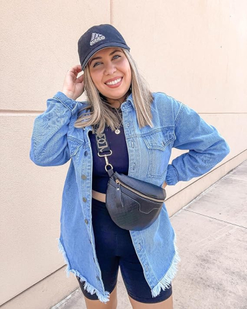 Camasa albastru deschis din denim, larga, cu maneca lunga pentru femei XL [5]