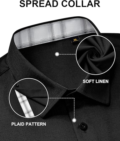 Cămașă bărbați cu mânecă scurtă, croială regulată, cu nasturi, neagra L [1]