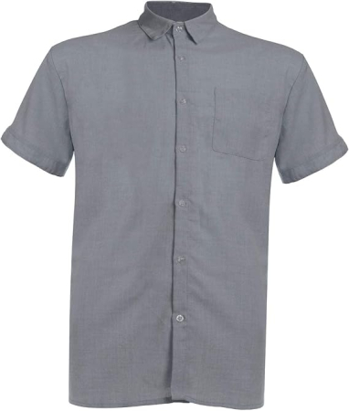 Camasi barbati - Cămașă bărbați cu mânecă scurtă, croială regulată, cu nasturi, gri L
