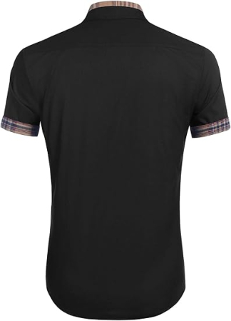 Cămașă bărbați cu mânecă scurtă, croială regulată, cu nasturi, negru S [3]
