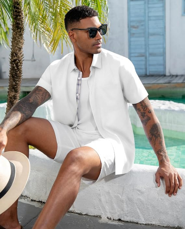 Cămașă bărbați cu mânecă scurtă, croială regulată, cu nasturi, alb S [2]