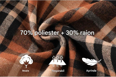 Camasa casual in carouri maro, cu gluga si buzunare cu capse, 2XL [4]