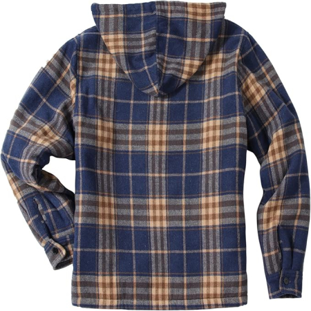 Camasa captusita, tip jacheta, in carouri, cu fermoar si buzunare cu capse, Albastru/galben 2XL [1]