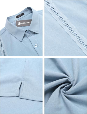 Cămașă bărbați cu mânecă scurtă, croială regulată, cu nasturi, albastru S [4]