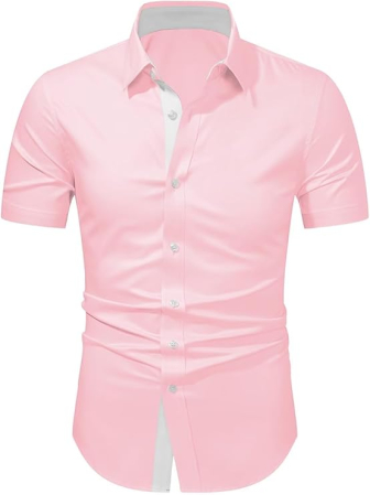 Cămașă casual cu mânecă scurta pentru bărbați marimea XL Roz [6]