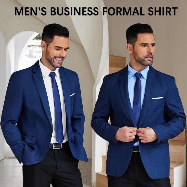 Cămașă casual cu mânecă lunga pentru bărbați, nasturi ascunsi, S [3]