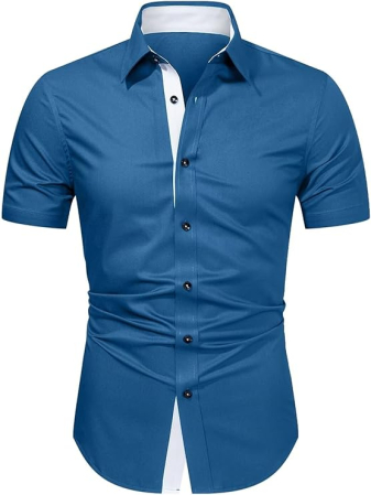 Camasi barbati - Cămașă casual cu mânecă scurta pentru bărbați marimea XL Albastru