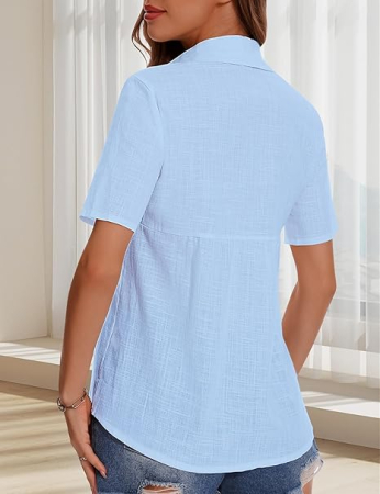 Cămașă de vara pentru femei, subtire, lejera, albastra S [2]