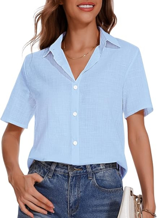 CAMASI - Cămașă de vara pentru femei, subtire, lejera, albastra XL