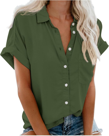 CAMASI FEMEI - Cămașă de vara pentru femei, subtire, lejera, verde XL