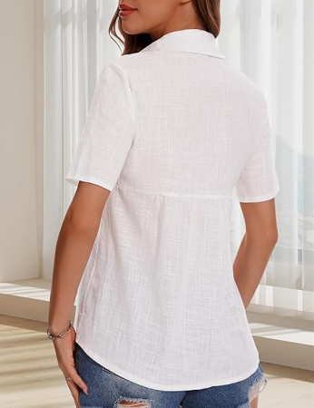 Cămașă de vara pentru femei, subtire, lejera, alba M [2]