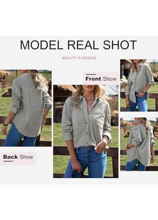 Camasa larga cu maneca lunga pentru femei gri L [3]