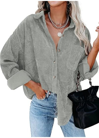 CAMASI - Camasa larga cu maneca lunga pentru femei gri L