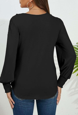 Bluza lejeră cu mânecă lunga pentru femei, neagra 2XL [3]