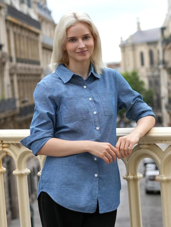 Cămașă lejeră cu mânecă lungă pentru femei marimea L albastru [3]