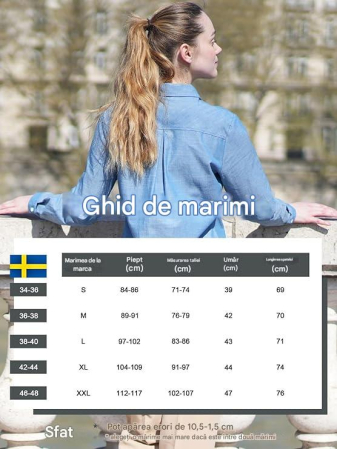 Cămașă lejeră cu mânecă lungă pentru femei marimea M albastru [5]