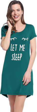 Pijamale dama - Camasa lejera de somn pentru femei, din material moale, verde S