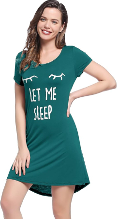 Camasa lejera de somn pentru femei, din material moale, verde S [2]