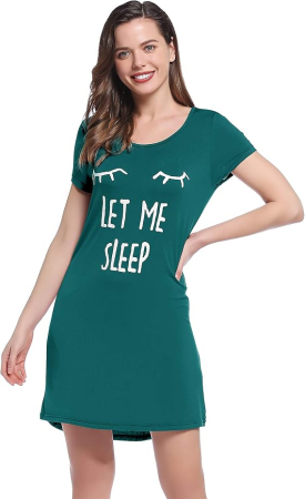 Camasa lejera de somn pentru femei, din material moale, verde S [1]